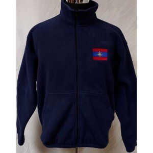 Port Authority Mens Medium Dark Blue Full Zip Fleece Logo Flag Star Jacket